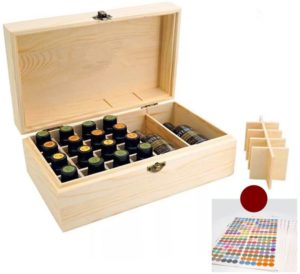 Caja de almacenaje de madera para aceites esenciales