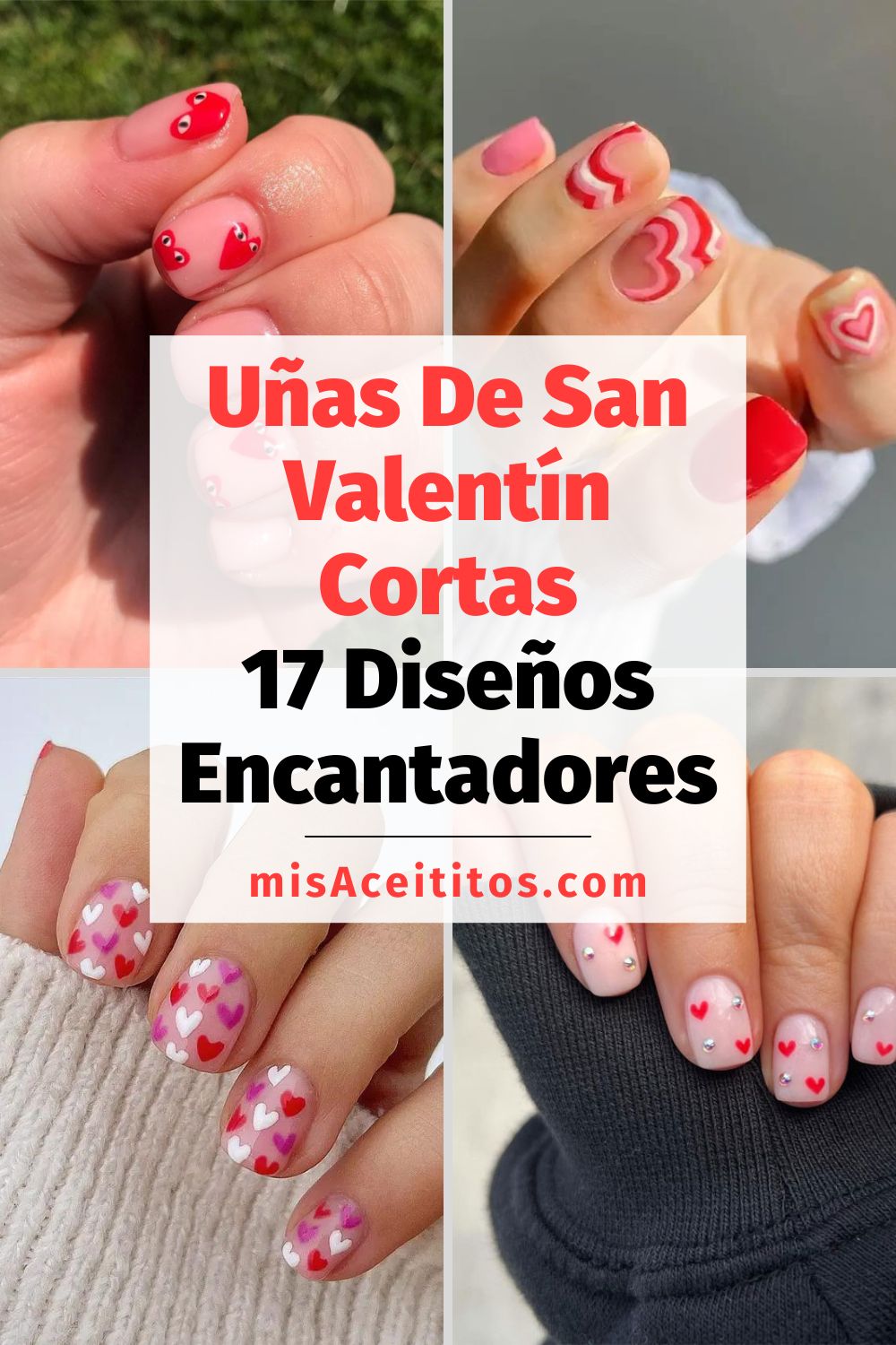 4 diseños de uñas cortas para San Valentín