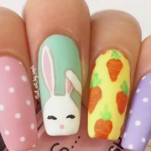 Ideas para Uñas de Pascua de Conejo
