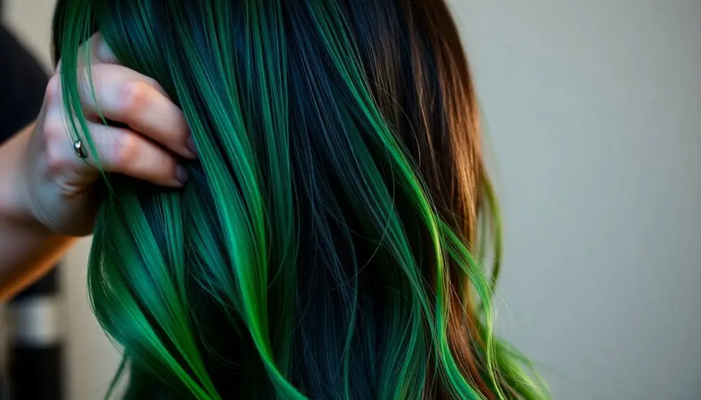 Aplica el tinte verde esmeralda