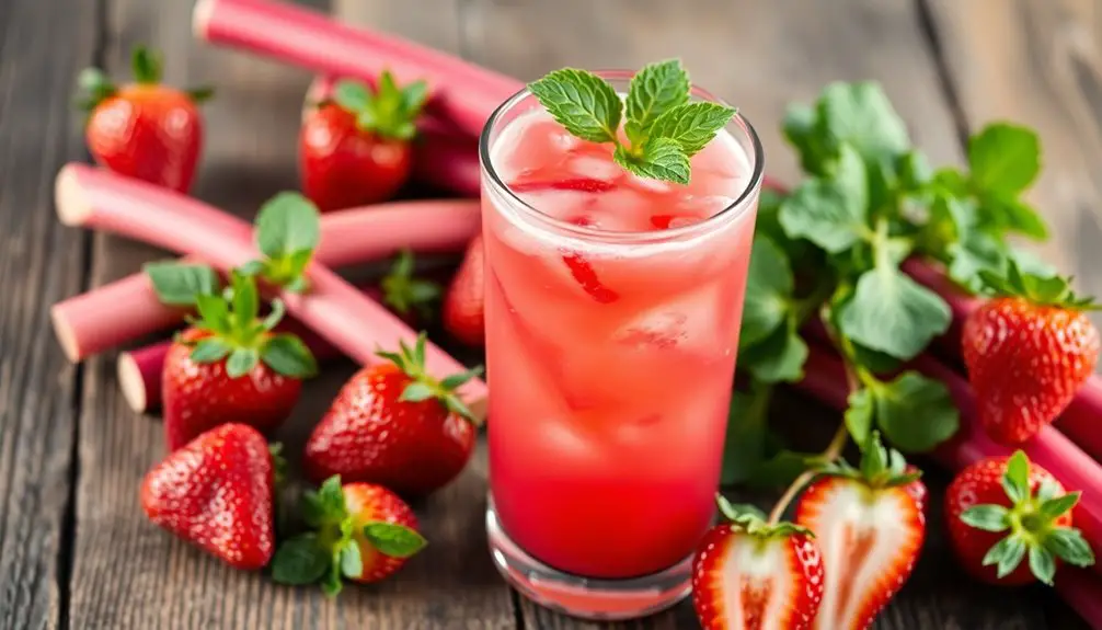 jugo refrescante de amanecer de ruibarbo y fresa