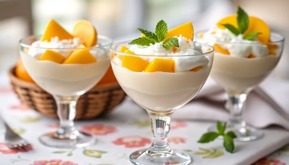 pudín de coco y mango en capas