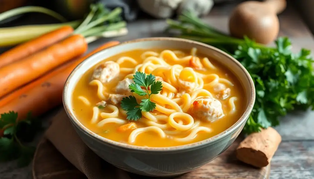 sopa clásica de pollo con fideos