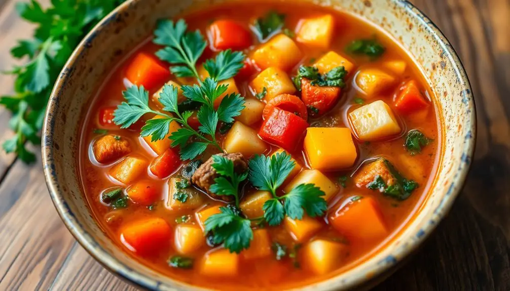 sopa colorida de verduras de cosecha
