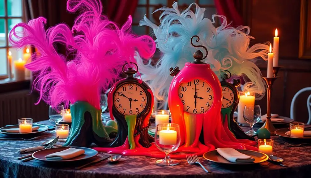 relojes derretidos como centros de mesa