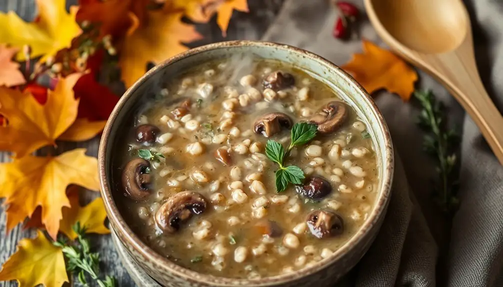 sopa de cebada con setas silvestres
